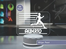 Personalized Runner Night Light - Custom LED Lamp Gift for Track Athlete