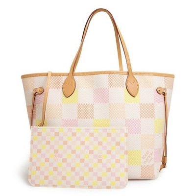 LOUIS VUITTON Neverfull MM Tote Bag Pouch N40668 Damier Peach