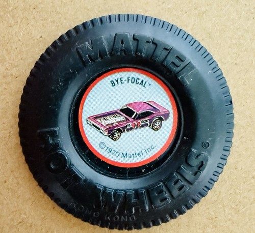 Bye Focal 1970 Plastic Button Hot Wheels Redline Rare Plastic Pin Tab Hong Kong - Picture 1 of 3