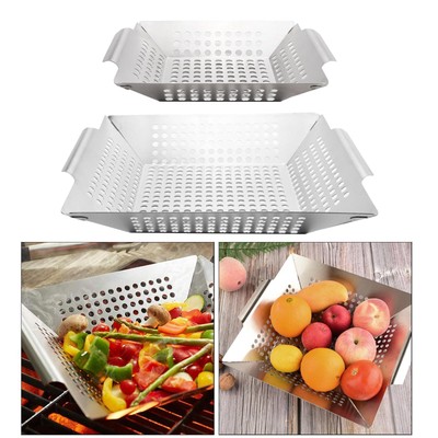 Robuster BBQ Veggie Grillkorb, groß, quadratisch, für alle Grills und Smoker