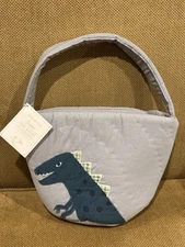 Pottery Barn Kids Quilted Easter Treat Bucket Dinosaur Light Blue New w/tags