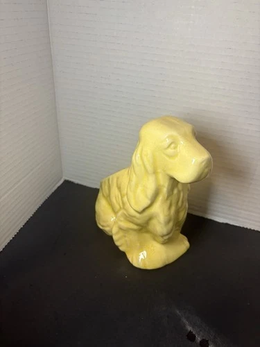 Vtg Cocker Spaniel Planter Yellow Dog Puppy Shawnee Pottery Statue Kitschy 6.5"