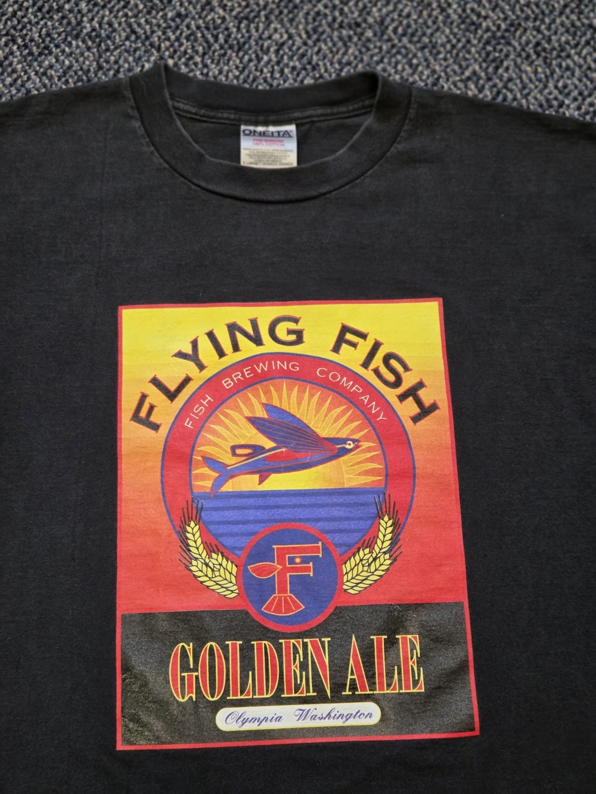 Vintage Flying Fish Shirt Brewing Beer Size XL Olympia Washington 90's