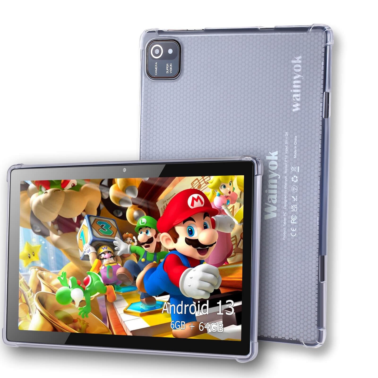 Wainyok Tablet Bambini 10 Pollici Android 13 | 6GB RAM per Scuola e Gioco