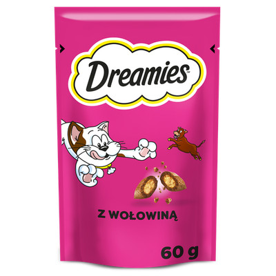 Dreamies Katzensnacks Trockenfutter für Katzen Sparpaket mit Rind Beutel 60g