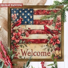 2D Farmhouse Vintage American Wooden Home Decor July 4th Independence Day Gift
