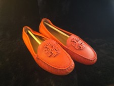 Tory Burch Lowell 2 Driver Loafers in Spicy Orange SZ 8