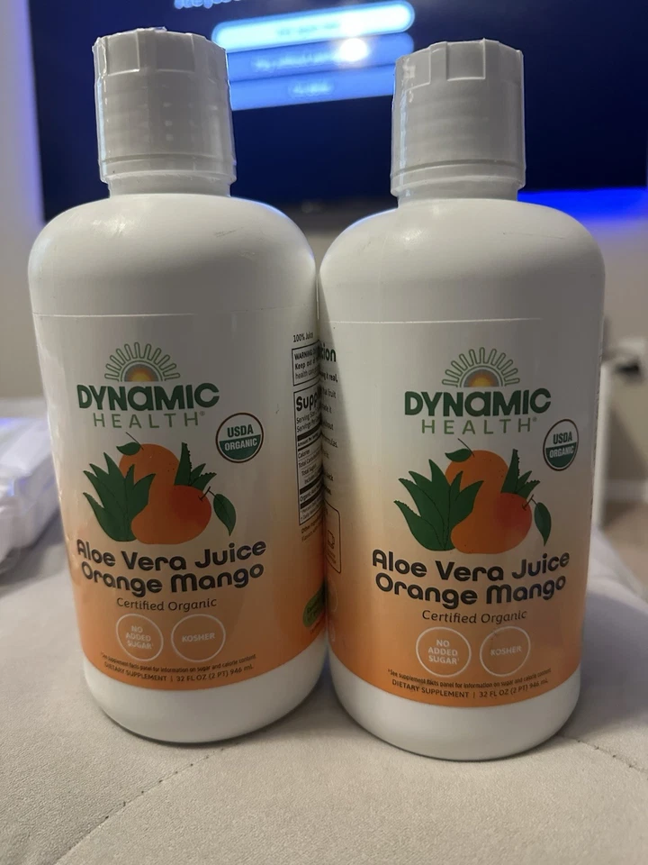 LOTE DE 2- Jugo de Aloe Vera Naranja Mango 32 fl oz (946 ml) Orgánico Foto 2 de 2