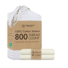 Pillow Cases Standard Size  800 Thread Count Sateen Weave  100 Cotton 2 Pi...