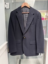 VTG Polo University Club Ralph Lauren Blazer Men 42R Navy Blue Gold Buttons Wool