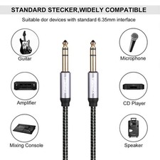 Angle 1/4" TRS 6.35mm Stereo Cable Male to Male Balanced Jack Audio Patch Lead — image 2