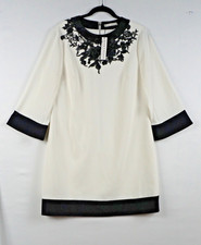 ALICE AND OLIVIA FLARE SLEEVE MINI DRES IN OFF WHITE BLACK SZ 12