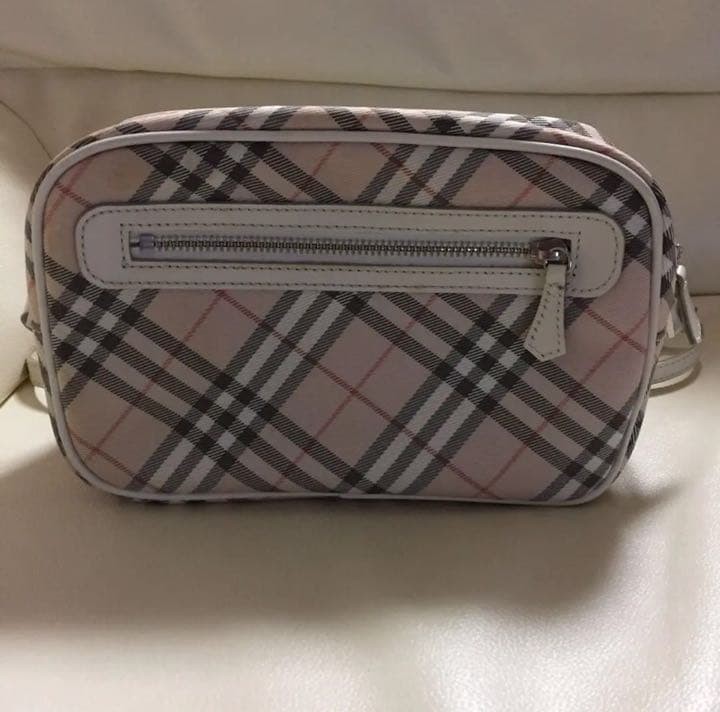 Burberry Blue Label Shoulder Bag Pink Canvas Leather Piping Horse Logo Bag New thumbnail 22