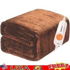 Electric Heated Blanket Full Size Soft Flannel 3 Heat Levels Auto Shutoff New