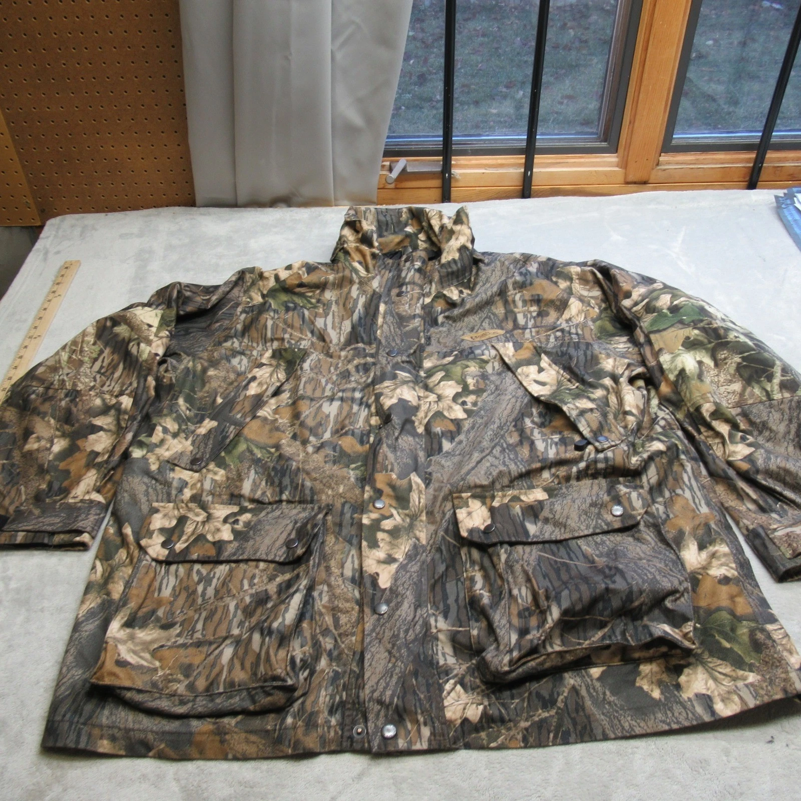 Mossy Oak Jacket Men XXL Camo Waterproof Pockets Full Zip Hunting Rain Wind Fish