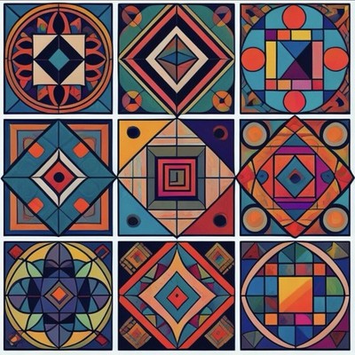 Psychedelic DMT Cubism Square Sacred Geometry, ￼Die-Cut Sticker Waterproof