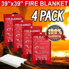 4~PACK FIRE BLANKET Fiberglass Hero Emergency Home Retardant Prepared 39''x39''