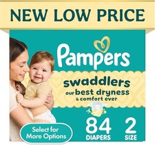 Swaddlers Diapers Size 2 10-22 lbs 84 Count Hypoallergenic Absorbent Keeps Baby