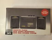 Vtg Electro Brand AM/FM Radio Cassette Player Stereo Speakers Headset 2020 Works