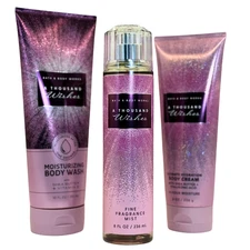 Bath & Body Works A Thousand Wishes 3pc Set Moisturizing Body Wash Cream &  Mist