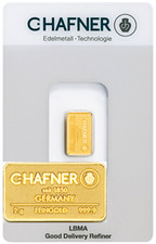 Gold Bar 2 Grams C. HAFNER 999.9 Fine Blister Card LMBA Certified 2g Gold 4148.12 per troy oz