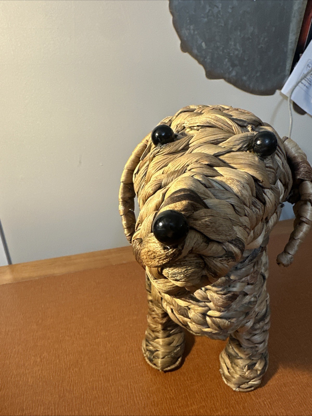 Doxy Dachshund Dog Puppy Woven Natural Grass Basket Decor 12" Tall 16.5" Long