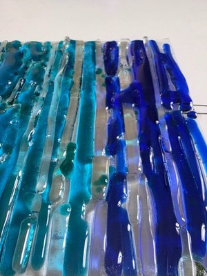 Handmade Glass Modern Wall Panel 5.9x13 in (17x33cm), Abstract Wall Art