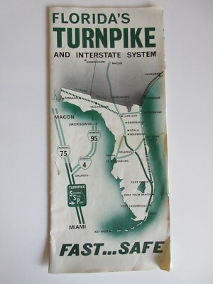 FLORIDA'S TURNPIKE and INTERSTATE SYSTEM 1967 BROCHURE rare