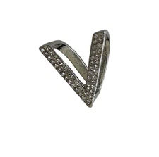 Fashion V-Shape Slick Scarf Ring Unisex Silver Vintage Jewelry Diamonds