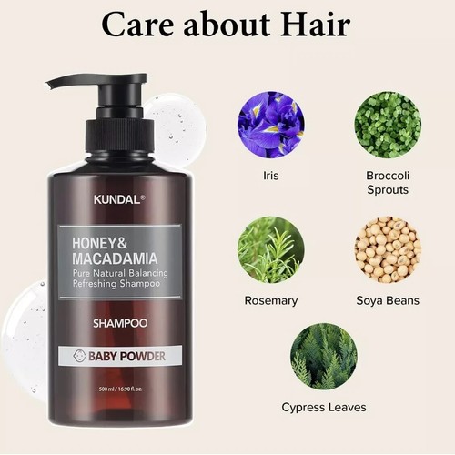 KUNDAL Honey & Macadamia Baby Powder Shampoo & Treatment 500ml Set - Picture 6 of 14