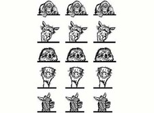 Peeking Animals A 15 pcs 1" Black Fused Glass Decals