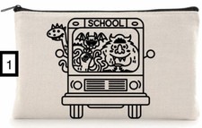 NEW  Cute Back To School Canvas Zipper Pouch FREE SHIPPING