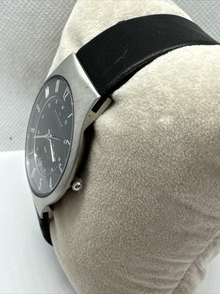 Skagen Sundby 233XXLSLB Mens Black Leather Analog Dial Quartz Wrist Watch  AEA007