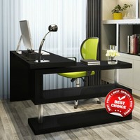 Executive Office Desk Large Black Corner Computer Table Storage Shelves Luxury Executive Office Desk Large Black Corner Computer Table Storage Shelves Luxury