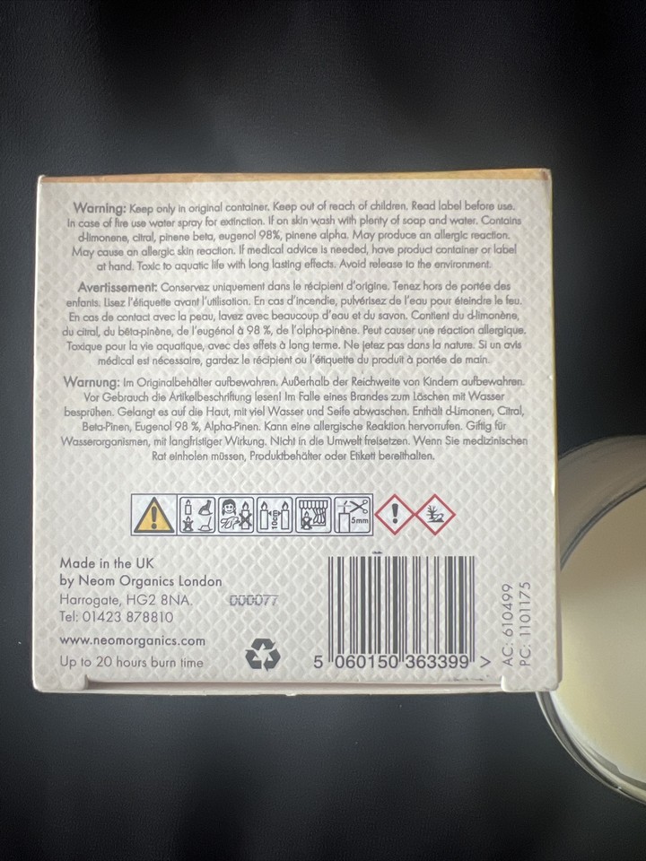 BNIB Neom Happiness Scented Candle 75g Neroli Mimosa & Lemon eBay