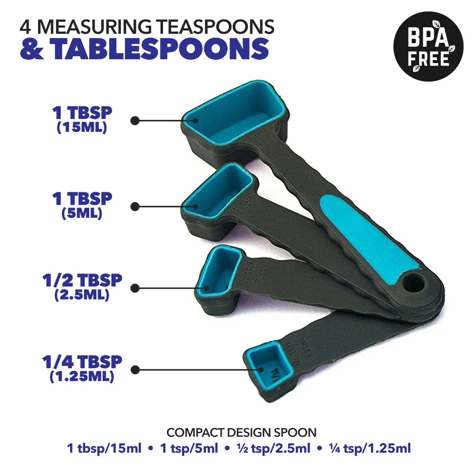 Collapsible Silicone Measuring Cups & Measuring Spoons Baking Safe 8-Piece - NEW - Image 3 of 4