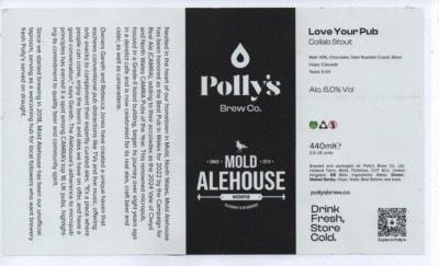 Wales - Beer Can Sticker Label - Polly's Brew Co., Mold - Love Your Pub