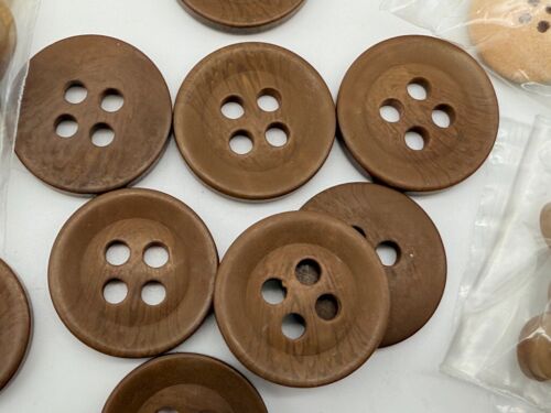 LOT Brown Plastic Wood Celluloid Tortoiseshell Sewing Craft Buttons Shank 4 Hole - Picture 10 of 16
