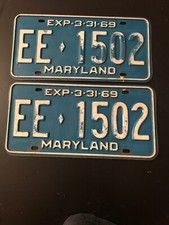 Antique Maryland Plates &ldquo;1969 Vintage Tags&rdquo; EE * 1502