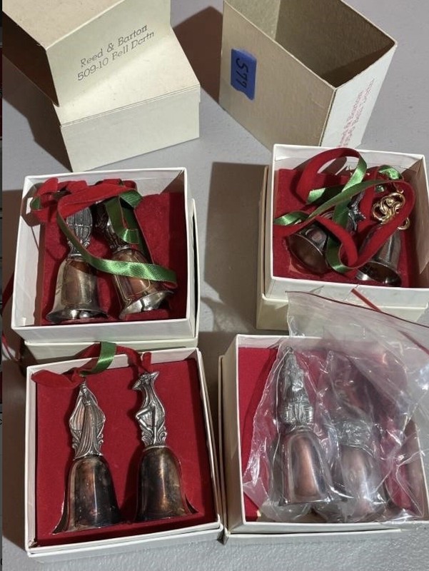Reed & Barton Silver Nativity Bells - 4 Boxes with 2 Bells each Set of 8