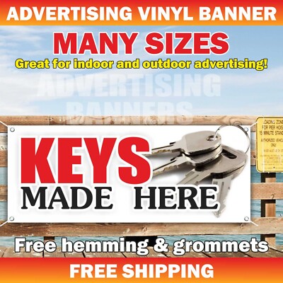 KEYS MADE HERE Advertising Banner Vinyl Mesh Sign locksmith locks mobile auto
