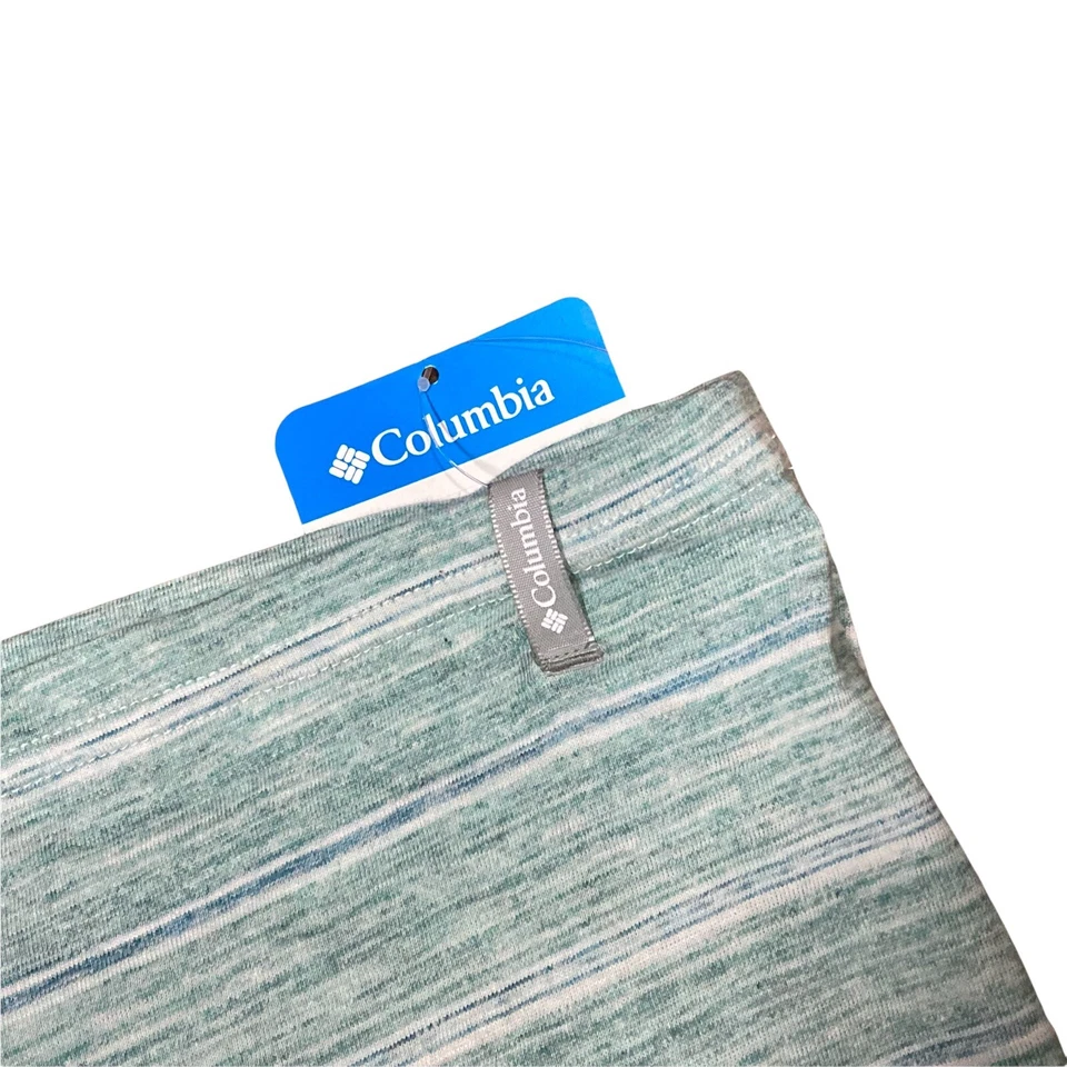 NUEVA Polaina Para Mujer Columbia Omni Wick Cuello Personal Ultra Ligera Verde Azul Raya Foto 2 de 4