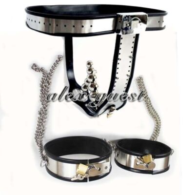 Female Stainless Steel T-style Chastity Device Restraint 2 Kinds Locks Cage