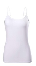 Womens Basic Spaghetti Strap Cami Camisole Tank Top Layer Plain Colors White L