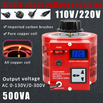 500VA 0-130V/300V LCD Electric Variable Variac Voltage Regulator Adjust ...