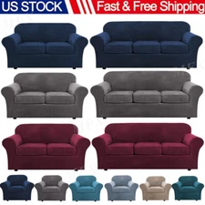 Velvet Sofa Covers with Sofa Cushion Cover Couch Chair Slipcover 1/2/3 Seater