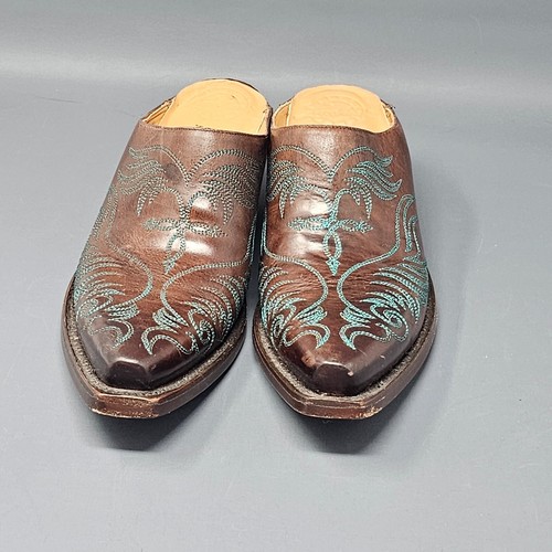 Lucchese Women Size 7B Brown Leather Slide Mules - 第 2/12 張圖片