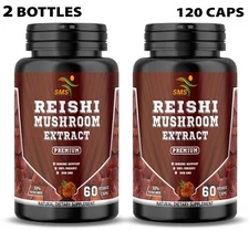 Reishi Mushroom Extract 20:1 Pure Organic Strong 120 Caps (Ganoderma Lucidum)