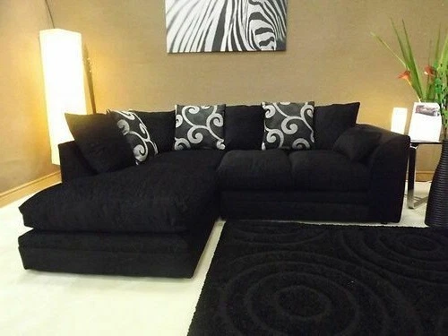 SALE New chenille zina black fabric corner sofa chicago dylan
