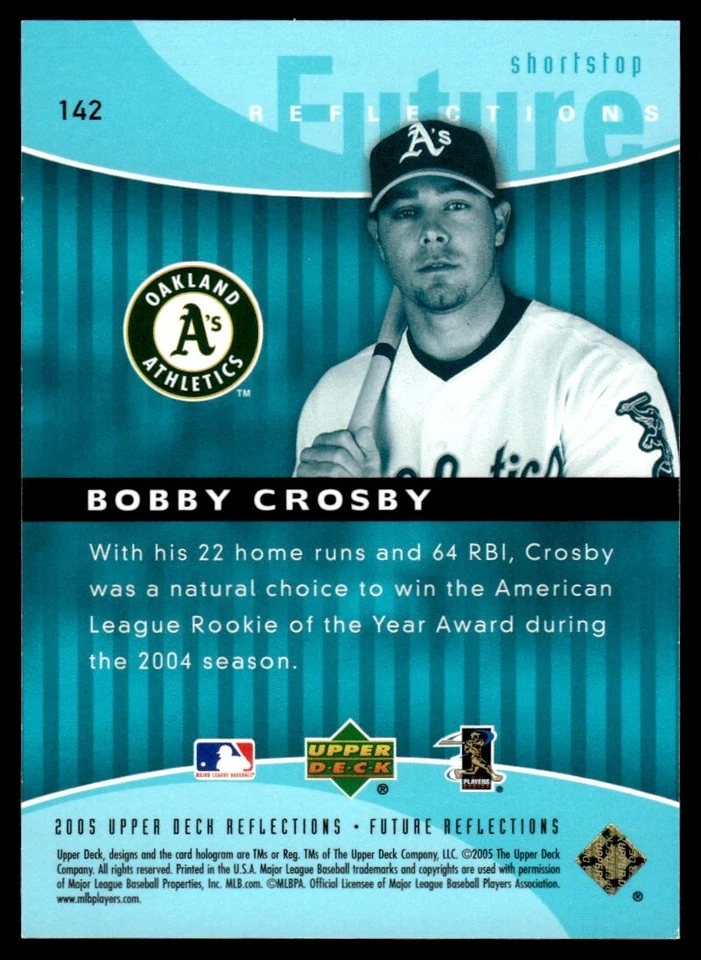 2005 Upper Deck Reflections Bobby Crosby 50/50 Oakland Athletics #142 - Image 2 of 2